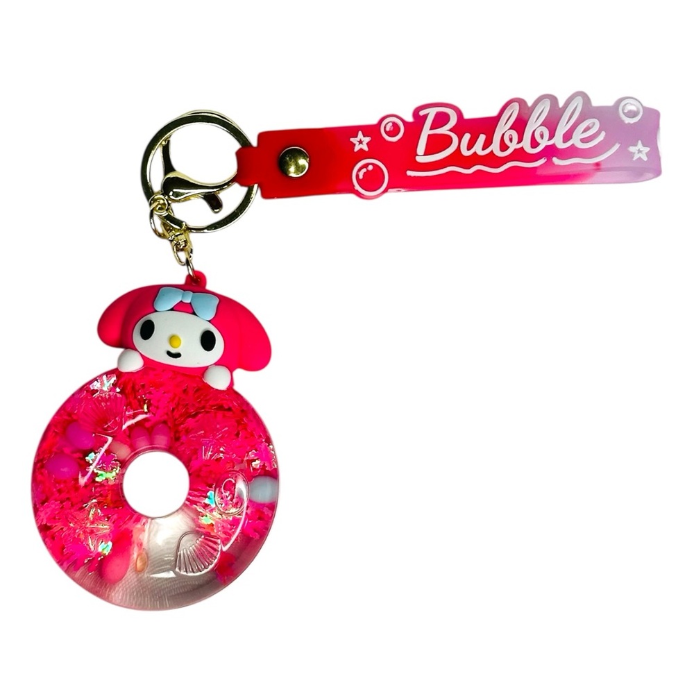 Sanrio My Melody Acrylic Glitter Quicksand Bottle Key Chain Bag Charm - Picture 7 of 7